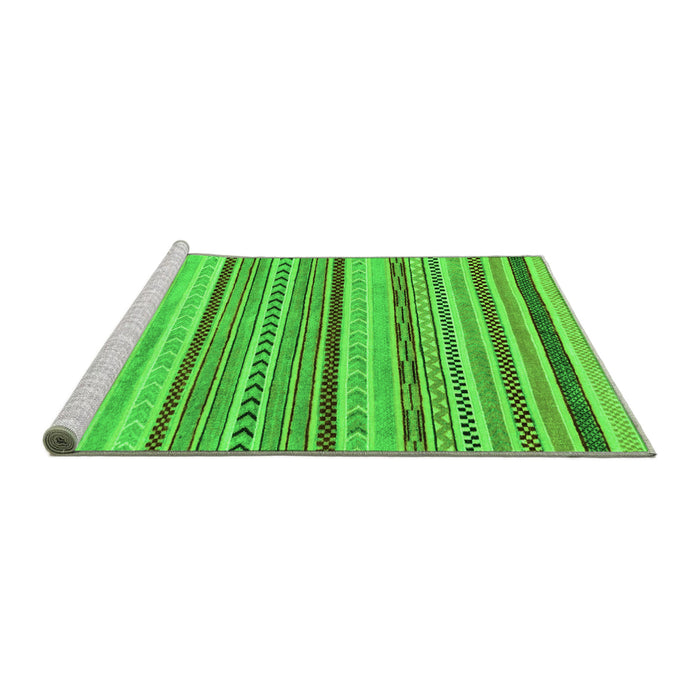 Sideview of Machine Washable Abstract Green Modern Area Rugs, wshabs2190grn