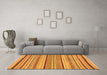 Machine Washable Abstract Orange Modern Area Rugs in a Living Room, wshabs2190org