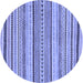 Round Abstract Blue Modern Rug, abs2190blu