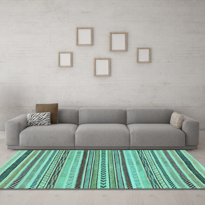 Machine Washable Abstract Light Blue Modern Rug in a Living Room, wshabs2190lblu