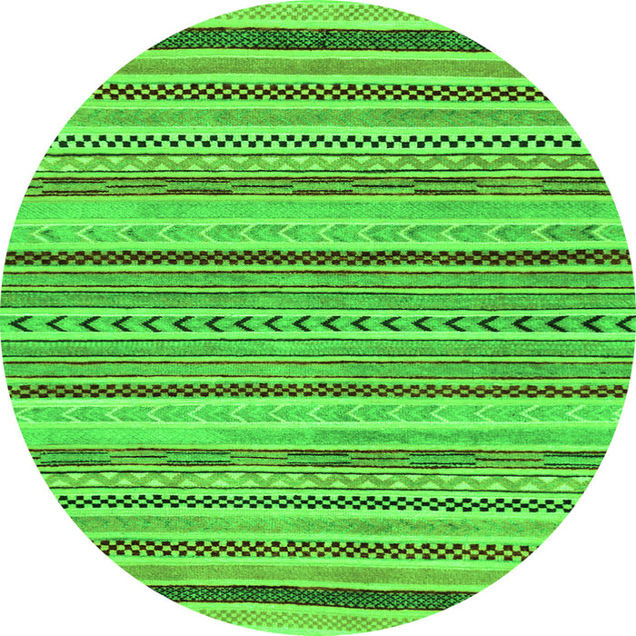 Round Machine Washable Abstract Green Modern Area Rugs, wshabs2190grn