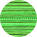 Round Machine Washable Abstract Green Modern Area Rugs, wshabs2190grn