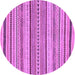 Round Machine Washable Abstract Purple Modern Area Rugs, wshabs2190pur