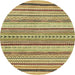 Round Abstract Light Brown Modern Rug, abs2190