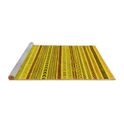 Sideview of Machine Washable Abstract Yellow Modern Rug, wshabs2190yw