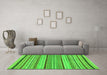 Machine Washable Abstract Green Modern Area Rugs in a Living Room,, wshabs2190grn