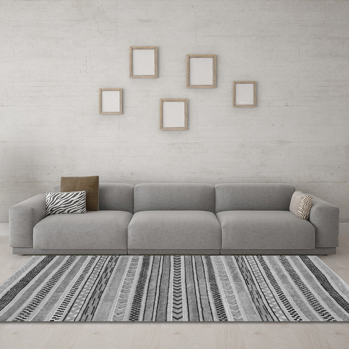 Machine Washable Abstract Gray Modern Rug in a Living Room,, wshabs2190gry