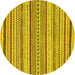 Round Machine Washable Abstract Yellow Modern Rug, wshabs2190yw