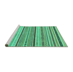 Sideview of Machine Washable Abstract Turquoise Modern Area Rugs, wshabs2190turq