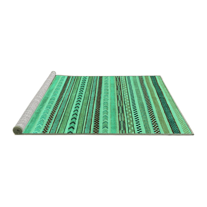 Sideview of Machine Washable Abstract Turquoise Modern Area Rugs, wshabs2190turq