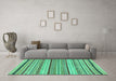 Machine Washable Abstract Turquoise Modern Area Rugs in a Living Room,, wshabs2190turq