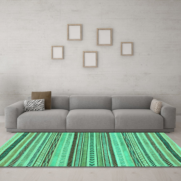 Machine Washable Abstract Turquoise Modern Area Rugs in a Living Room,, wshabs2190turq