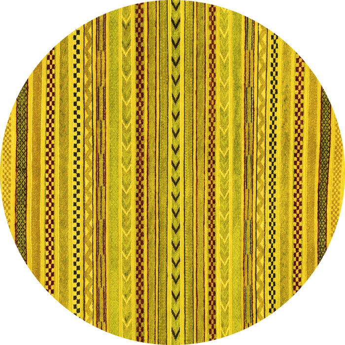 Round Abstract Yellow Modern Rug, abs2190yw