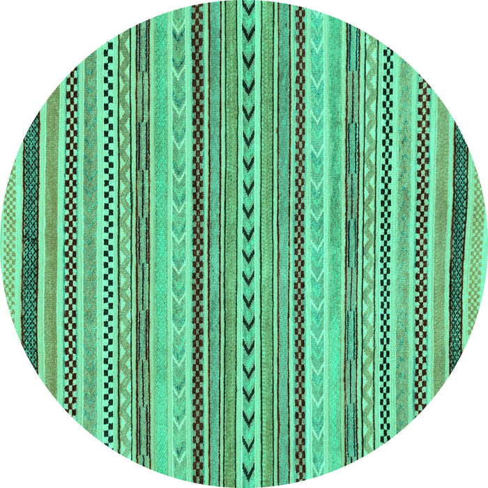 Round Machine Washable Abstract Turquoise Modern Area Rugs, wshabs2190turq