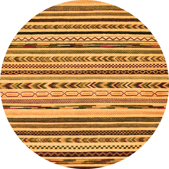 Round Machine Washable Abstract Orange Modern Area Rugs, wshabs2191org