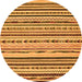 Round Machine Washable Abstract Orange Modern Area Rugs, wshabs2191org