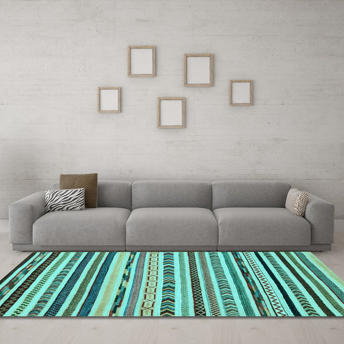 Machine Washable Abstract Light Blue Modern Rug in a Living Room, wshabs2191lblu