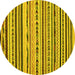 Round Machine Washable Abstract Yellow Modern Rug, wshabs2191yw