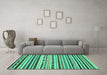 Machine Washable Abstract Turquoise Modern Area Rugs in a Living Room,, wshabs2191turq