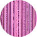 Round Machine Washable Abstract Pink Modern Rug, wshabs2191pnk