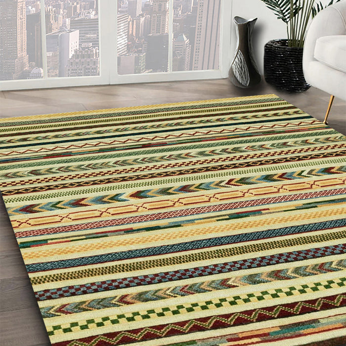 Abstract Reddish Brown Modern Rug in Family Room, abs2191