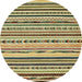 Round Abstract Reddish Brown Modern Rug, abs2191