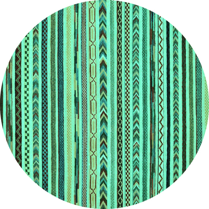 Round Machine Washable Abstract Turquoise Modern Area Rugs, wshabs2191turq