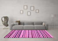 Machine Washable Abstract Pink Modern Rug, wshabs2191pnk