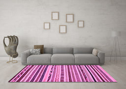 Machine Washable Abstract Pink Modern Rug in a Living Room, wshabs2191pnk