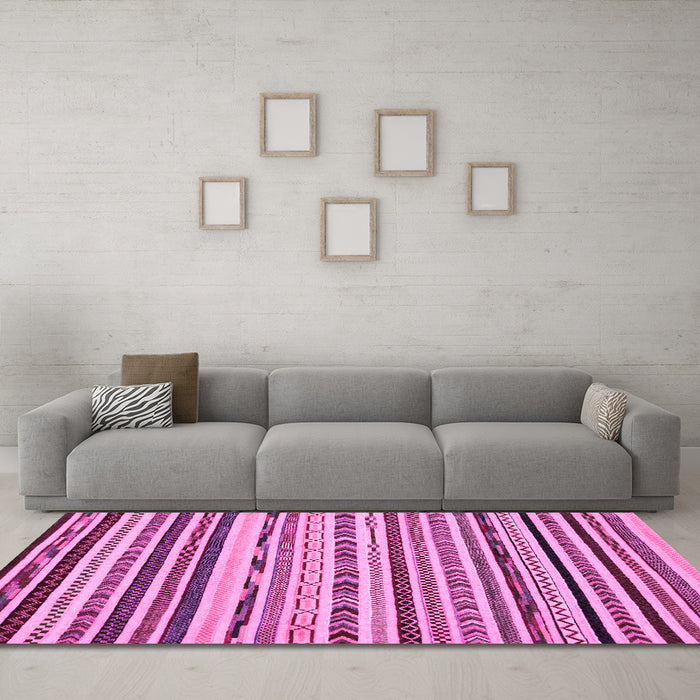 Machine Washable Abstract Pink Modern Rug in a Living Room, wshabs2191pnk