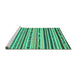 Sideview of Machine Washable Abstract Turquoise Modern Area Rugs, wshabs2191turq