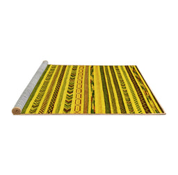 Sideview of Machine Washable Abstract Yellow Modern Rug, wshabs2191yw