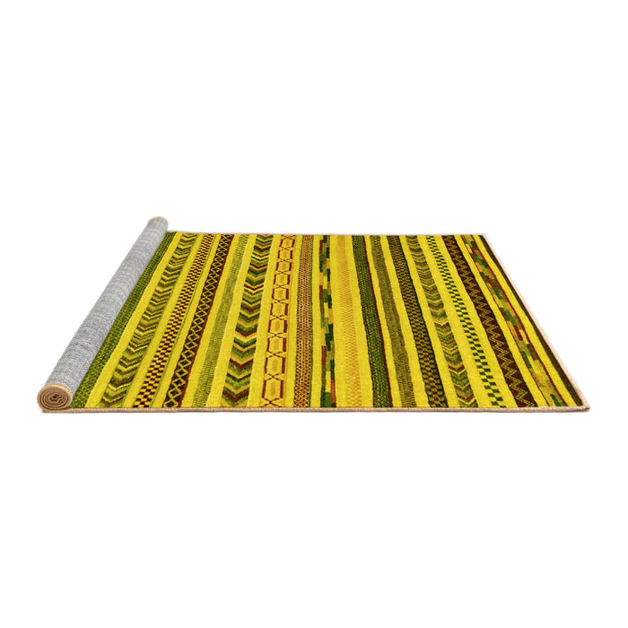 Sideview of Machine Washable Abstract Yellow Modern Rug, wshabs2191yw