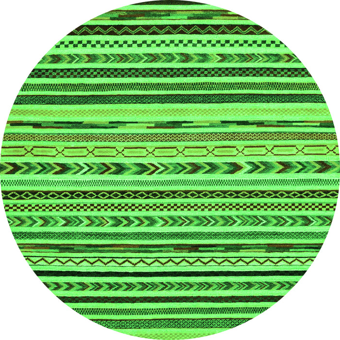 Round Machine Washable Abstract Green Modern Area Rugs, wshabs2191grn