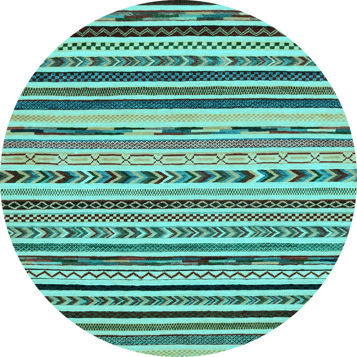 Round Abstract Light Blue Modern Rug, abs2191lblu