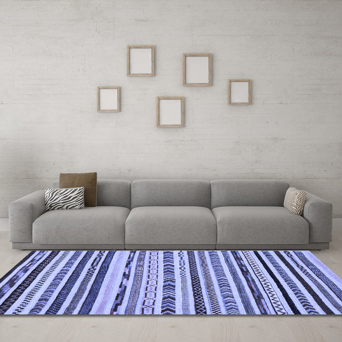Machine Washable Abstract Blue Modern Rug in a Living Room, wshabs2191blu
