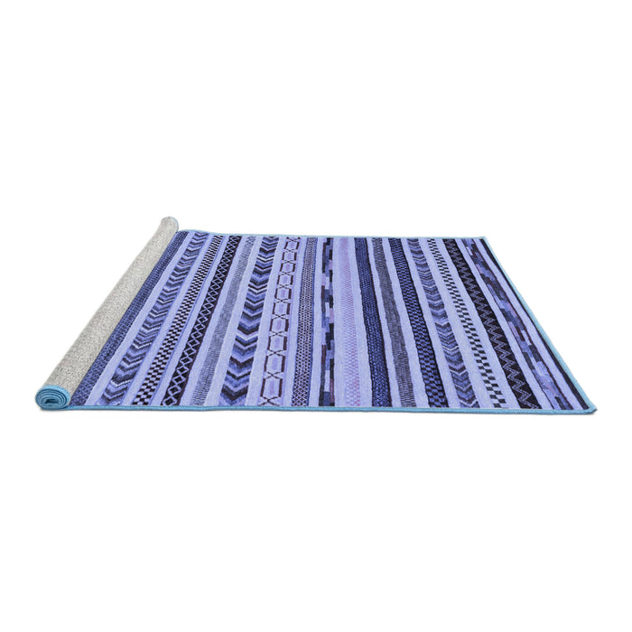 Sideview of Machine Washable Abstract Blue Modern Rug, wshabs2191blu