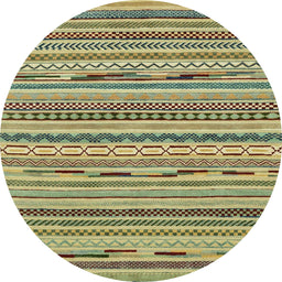 Round Machine Washable Abstract Avocado Green Rug, wshabs2192