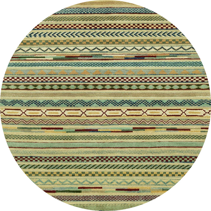 Round Machine Washable Abstract Avocado Green Rug, wshabs2192