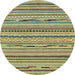 Round Machine Washable Abstract Avocado Green Rug, wshabs2192