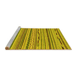 Sideview of Machine Washable Abstract Yellow Modern Rug, wshabs2192yw