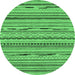 Round Abstract Emerald Green Modern Rug, abs2192emgrn