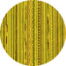 Round Abstract Yellow Modern Rug, abs2192yw