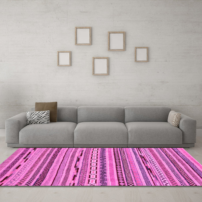 Machine Washable Abstract Pink Modern Rug in a Living Room, wshabs2192pnk