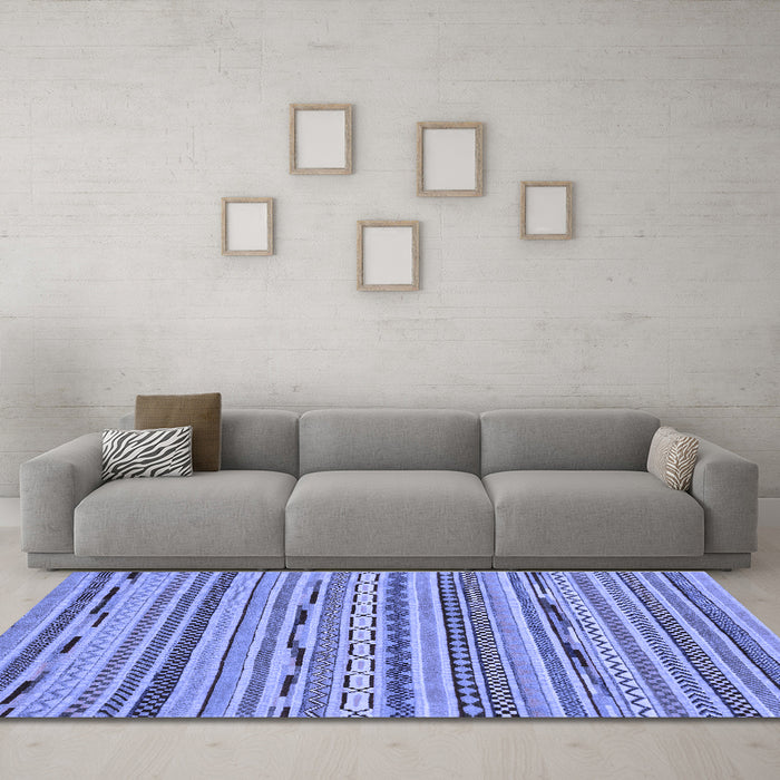 Machine Washable Abstract Blue Modern Rug in a Living Room, wshabs2192blu