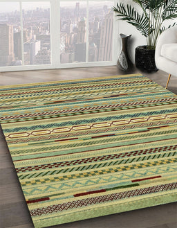 Machine Washable Abstract Avocado Green Rug in a Family Room, wshabs2192