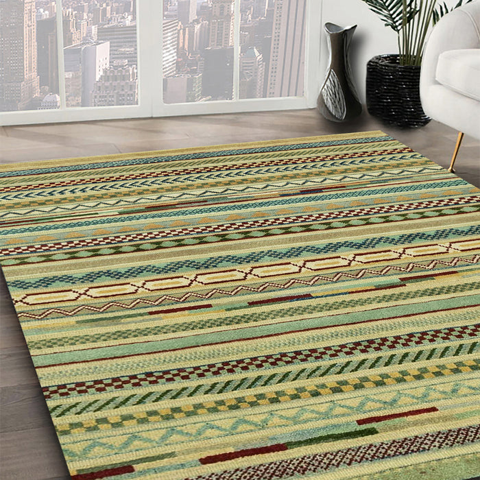 Machine Washable Abstract Avocado Green Rug in a Family Room, wshabs2192