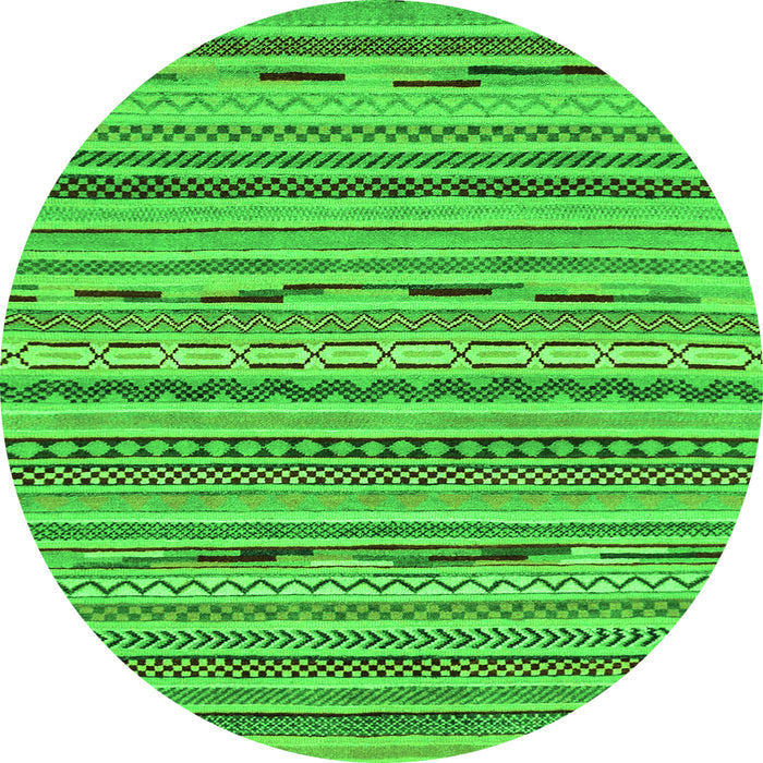 Round Machine Washable Abstract Green Modern Area Rugs, wshabs2192grn