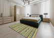 Abstract Avocado Green Modern Rug in a Bedroom, abs2192