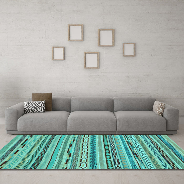 Machine Washable Abstract Light Blue Modern Rug in a Living Room, wshabs2192lblu